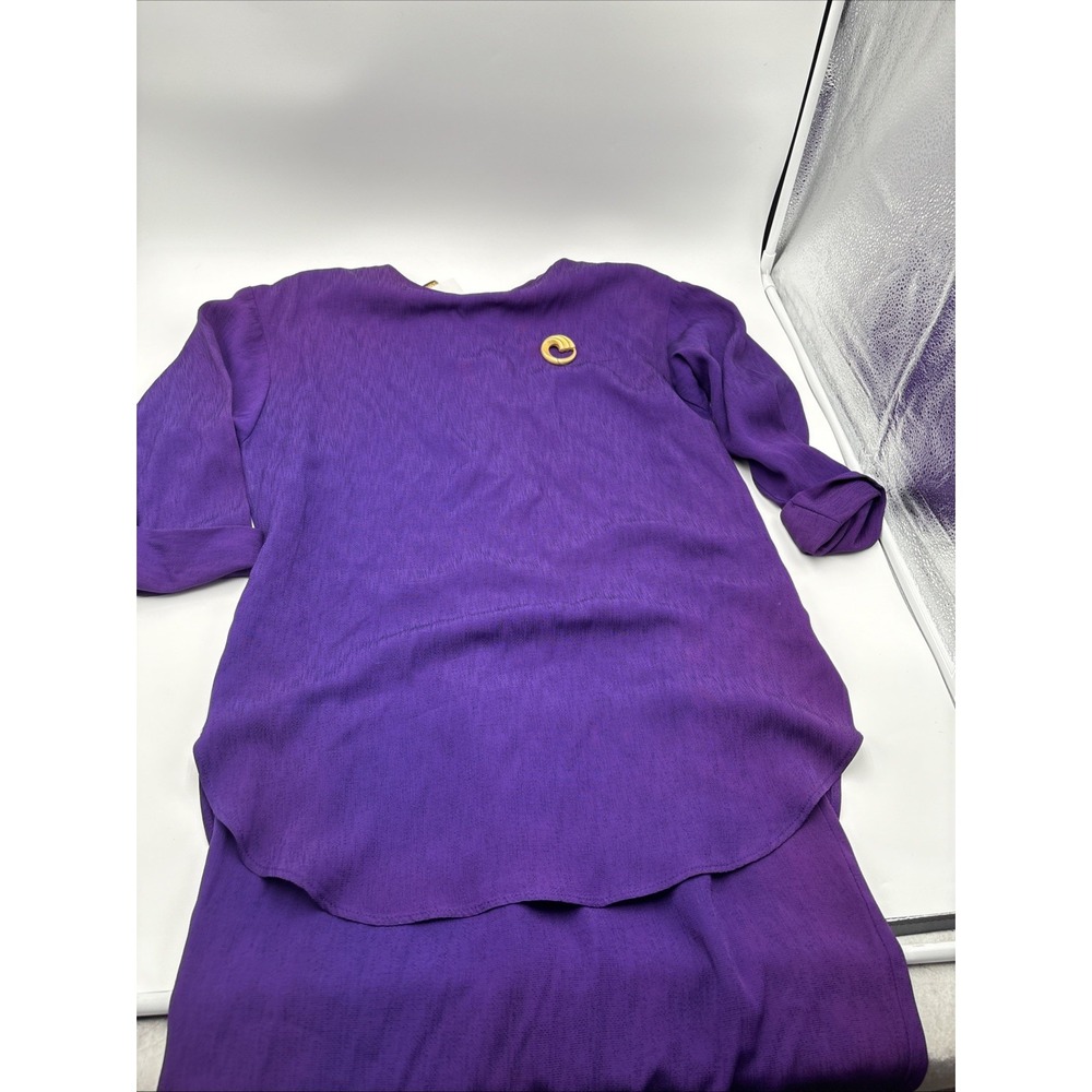 P.j. Klein Dress Women's Purple Size 7/8 Gold Tone Broch‎ Made In The USA